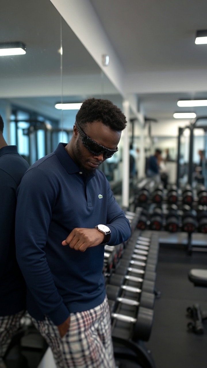 DE LA ROSE checking his smartwatch